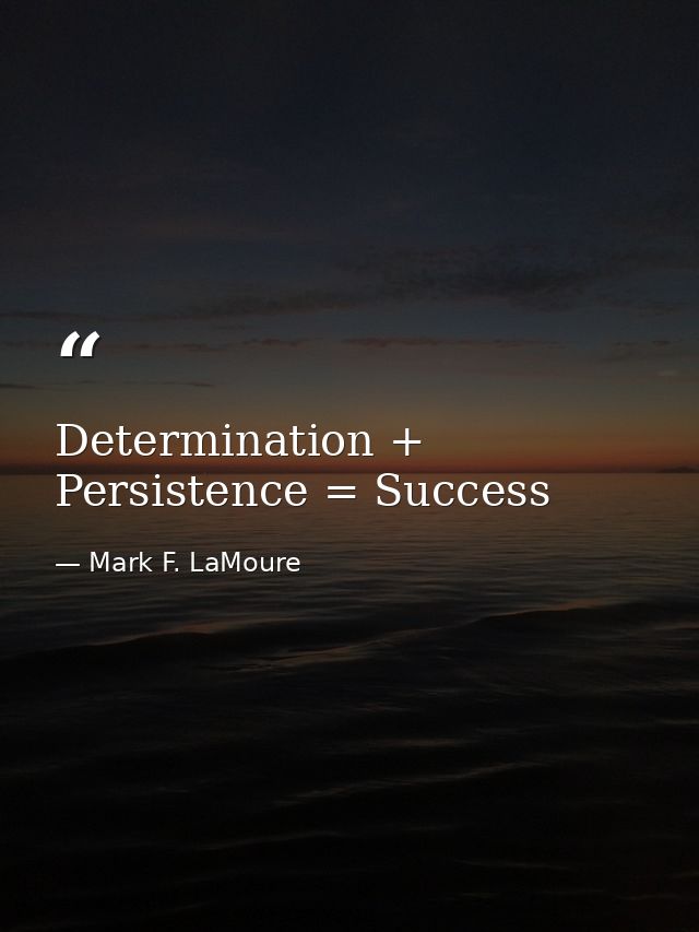 Determination + Persistence = Success — Mark F. LaMoure