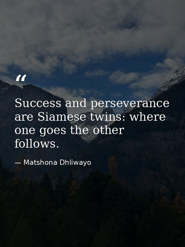 Success and perseverance are Siamese twins: where one goes the other follows. — Matshona Dhliwayo