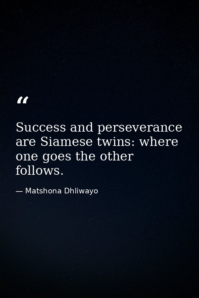 Success and perseverance are Siamese twins: where one goes the other follows. — Matshona Dhliwayo