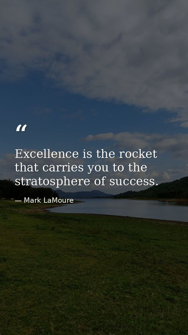 Excellence is the rocket that carries you to the stratosphere of success. — Mark LaMoure