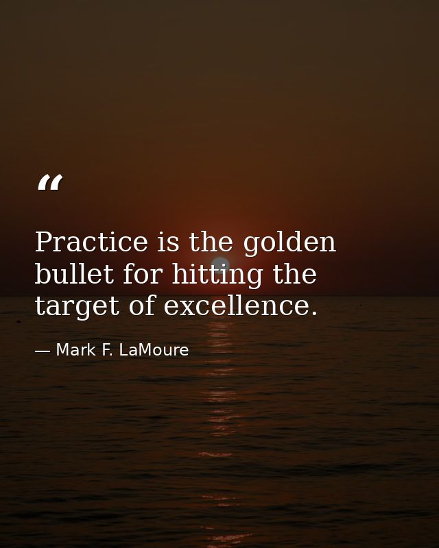 Practice is the golden bullet for hitting the target of excellence. — Mark F. LaMoure