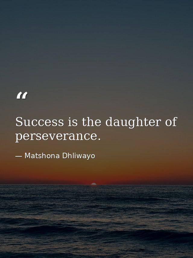 Success is the daughter of perseverance. — Matshona Dhliwayo