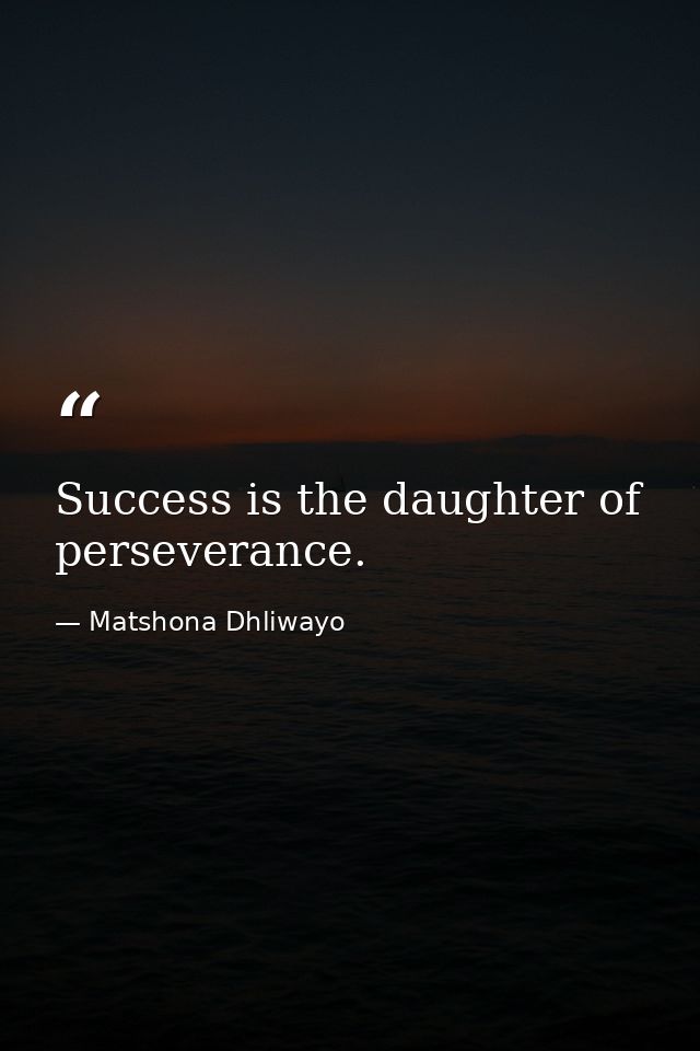 Success is the daughter of perseverance. — Matshona Dhliwayo