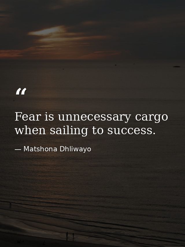 Fear is unnecessary cargo when sailing to success. — Matshona Dhliwayo