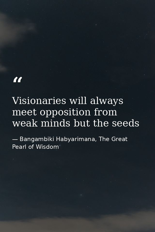 Visionaries will always meet opposition from weak minds but the seeds — Bangambiki Habyarimana, The Great Pearl of Wisdom