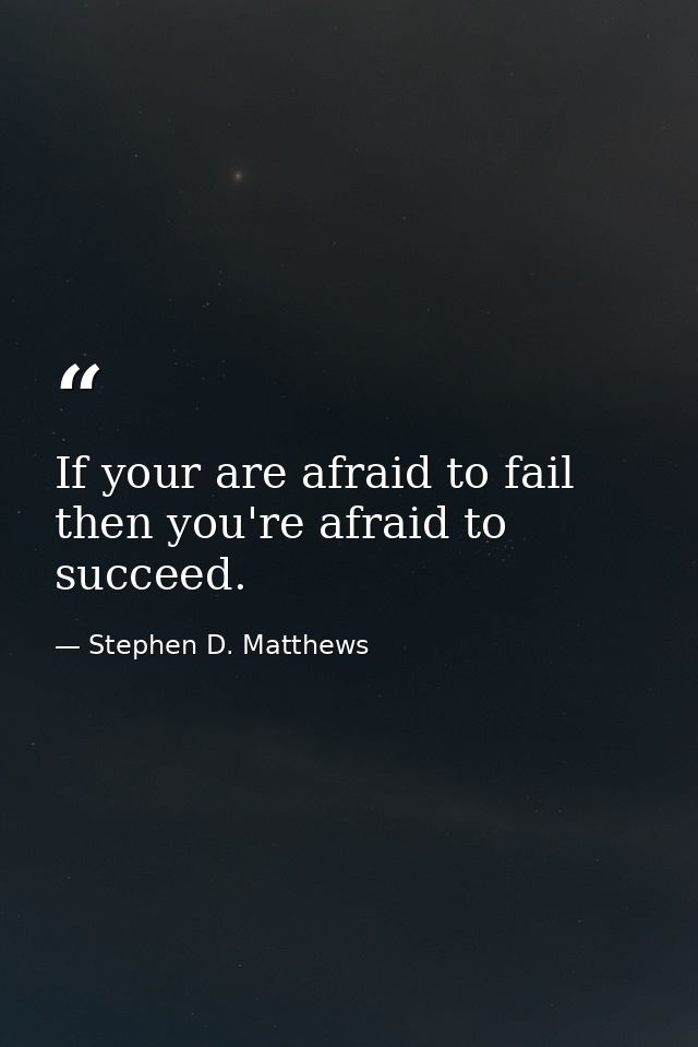 If your are afraid to fail then you're afraid to succeed. — Stephen D. Matthews
