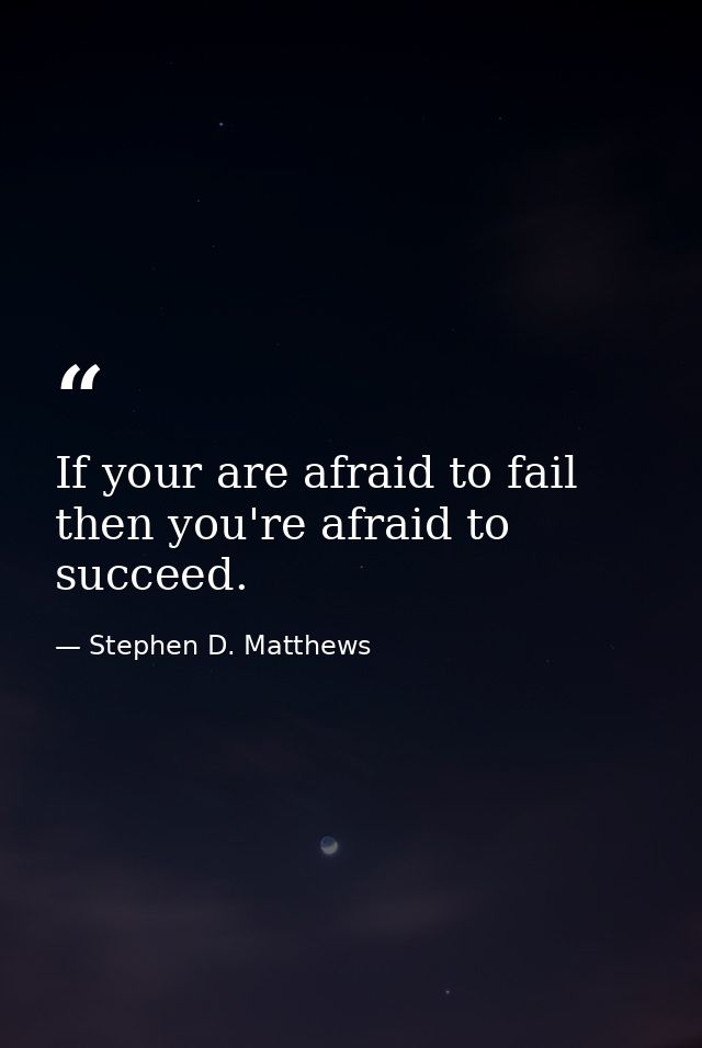 If your are afraid to fail then you're afraid to succeed. — Stephen D. Matthews