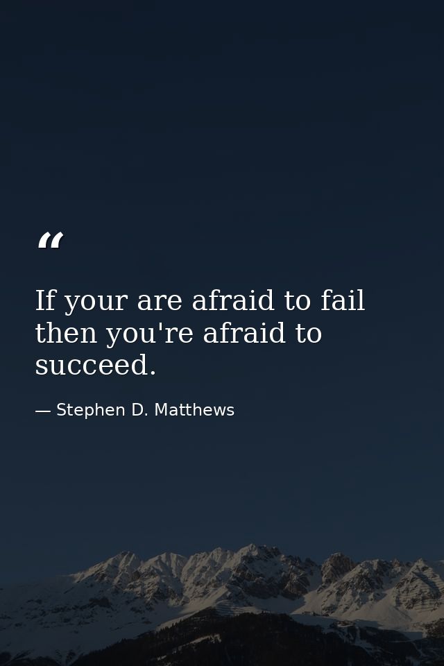 If your are afraid to fail then you're afraid to succeed. — Stephen D. Matthews
