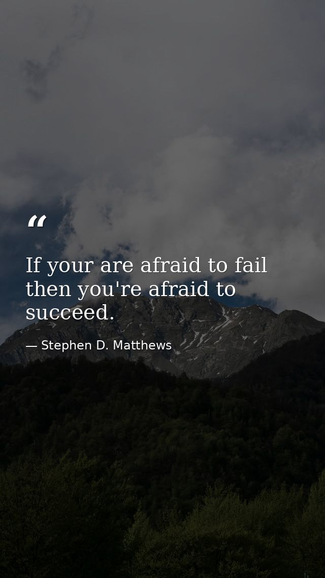 If your are afraid to fail then you're afraid to succeed. — Stephen D. Matthews