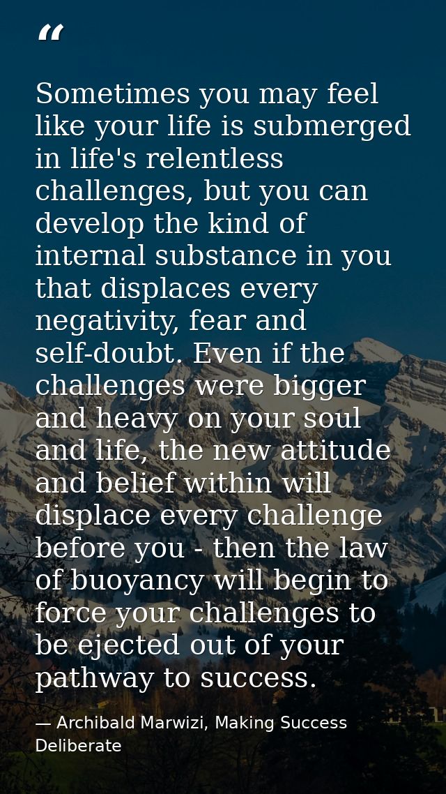 Sometimes you may feel like your life is submerged in life's relentless challenges, but you can develop the kind of inte — Archibald Marwizi, Making Success Deliberate