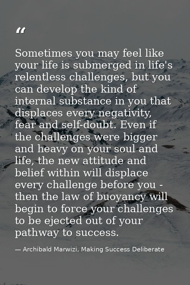 Sometimes you may feel like your life is submerged in life's relentless challenges, but you can develop the kind of inte — Archibald Marwizi, Making Success Deliberate