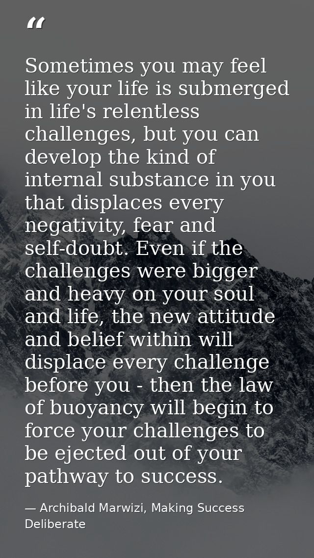 Sometimes you may feel like your life is submerged in life's relentless challenges, but you can develop the kind of inte — Archibald Marwizi, Making Success Deliberate