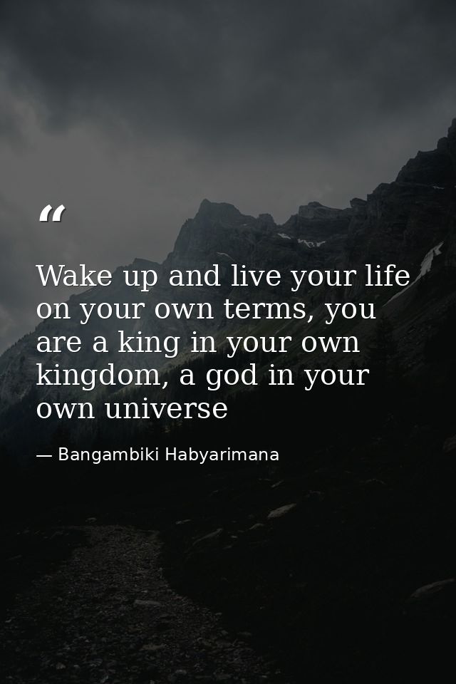 Wake up and live your life on your own terms, you are a king in your own kingdom, a god in your own universe — Bangambiki Habyarimana