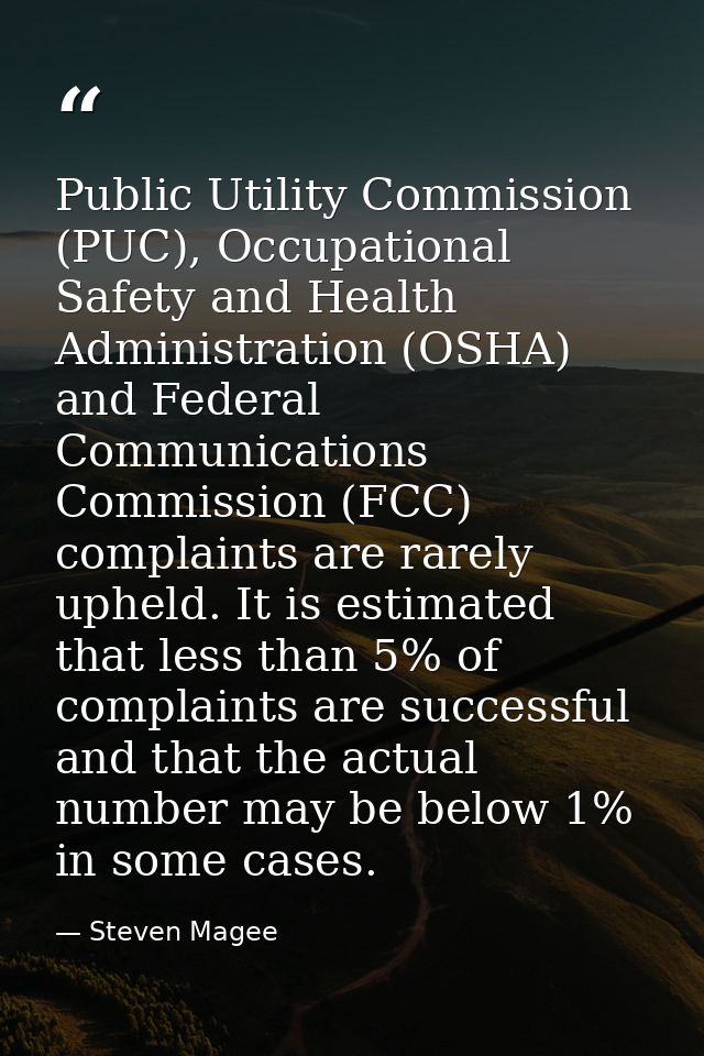 Public Utility Commission (PUC), Occupational Safety and Health Administration (OSHA) and Federal Communications Commiss — Steven Magee