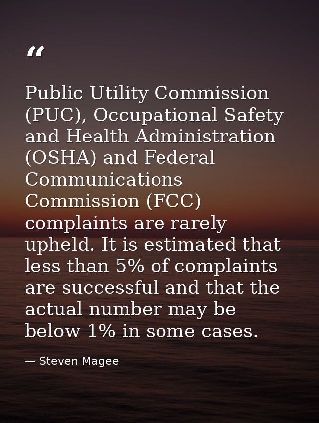 Public Utility Commission (PUC), Occupational Safety and Health Administration (OSHA) and Federal Communications Commiss — Steven Magee