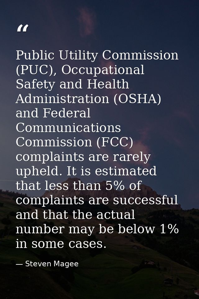 Public Utility Commission (PUC), Occupational Safety and Health Administration (OSHA) and Federal Communications Commiss — Steven Magee
