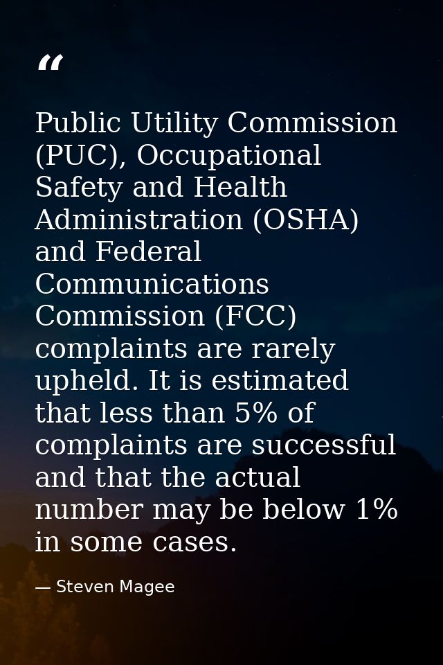 Public Utility Commission (PUC), Occupational Safety and Health Administration (OSHA) and Federal Communications Commiss — Steven Magee