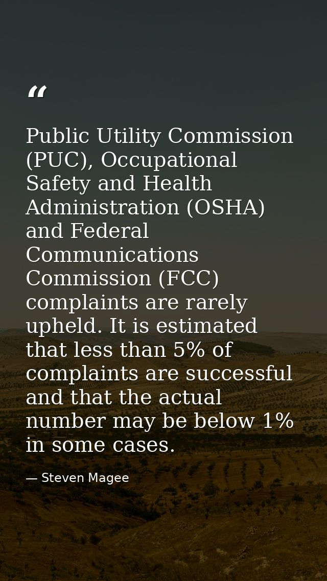 Public Utility Commission (PUC), Occupational Safety and Health Administration (OSHA) and Federal Communications Commiss — Steven Magee