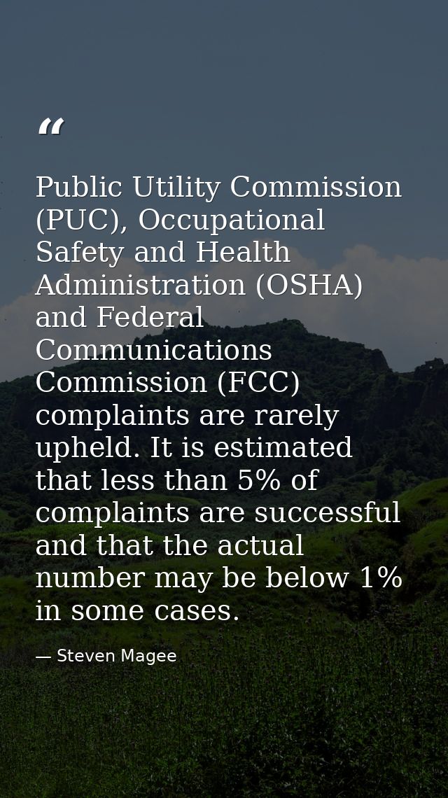 Public Utility Commission (PUC), Occupational Safety and Health Administration (OSHA) and Federal Communications Commiss — Steven Magee