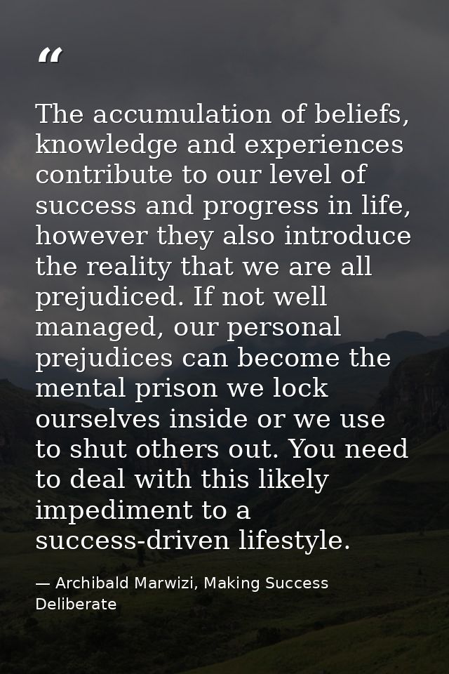 The accumulation of beliefs, knowledge and experiences contribute to our level of success and progress in life, however  — Archibald Marwizi, Making Success Deliberate