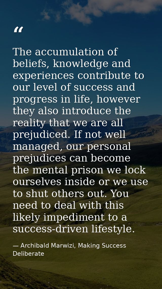 The accumulation of beliefs, knowledge and experiences contribute to our level of success and progress in life, however  — Archibald Marwizi, Making Success Deliberate
