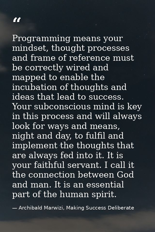 Programming means your mindset, thought processes and frame of reference must be correctly wired and mapped to enable th — Archibald Marwizi, Making Success Deliberate