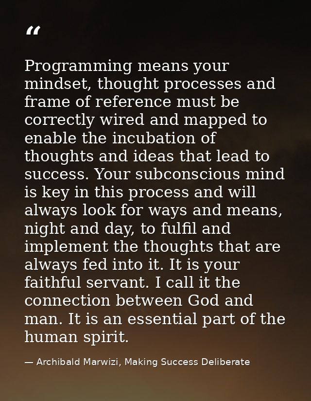 Programming means your mindset, thought processes and frame of reference must be correctly wired and mapped to enable th — Archibald Marwizi, Making Success Deliberate