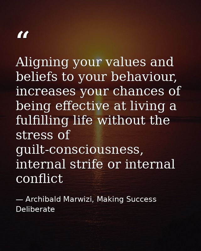 Aligning your values and beliefs to your behaviour, increases your chances of being effective at living a fulfilling lif — Archibald Marwizi, Making Success Deliberate