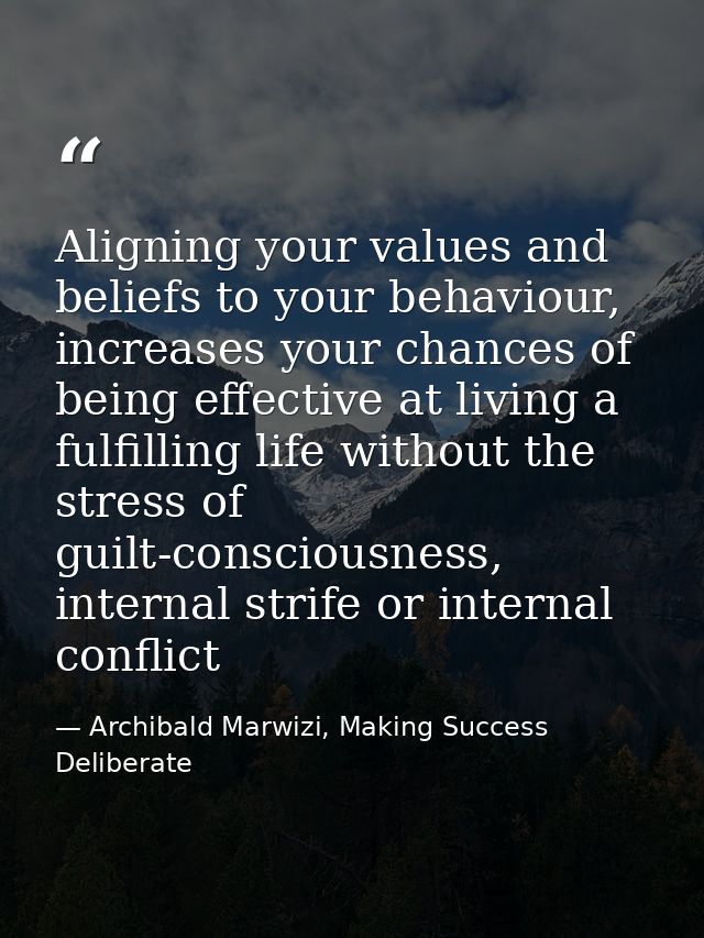 Aligning your values and beliefs to your behaviour, increases your chances of being effective at living a fulfilling lif — Archibald Marwizi, Making Success Deliberate