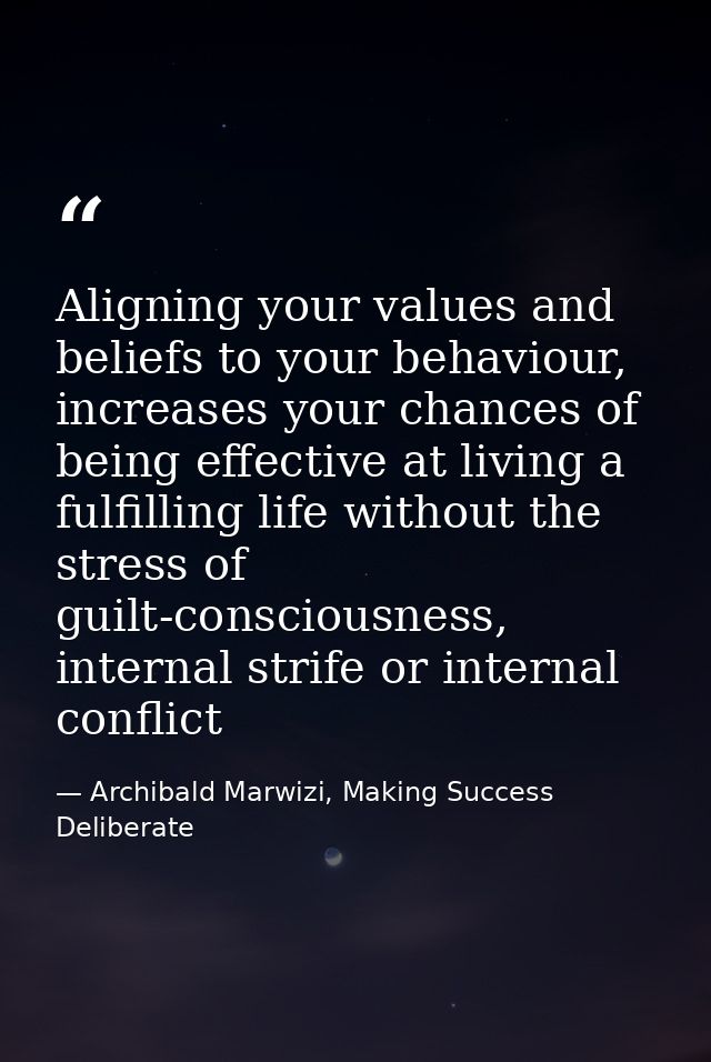 Aligning your values and beliefs to your behaviour, increases your chances of being effective at living a fulfilling lif — Archibald Marwizi, Making Success Deliberate