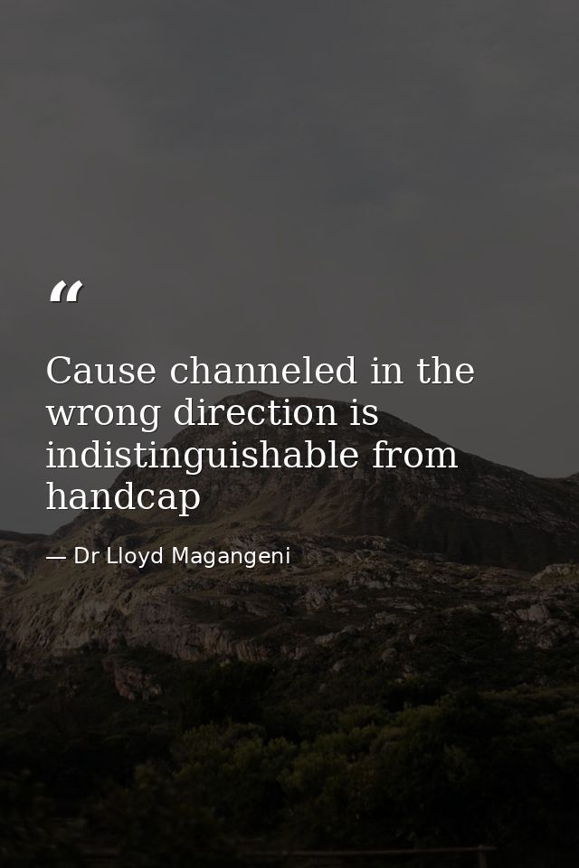 Cause channeled in the wrong direction is indistinguishable from handcap — Dr Lloyd Magangeni