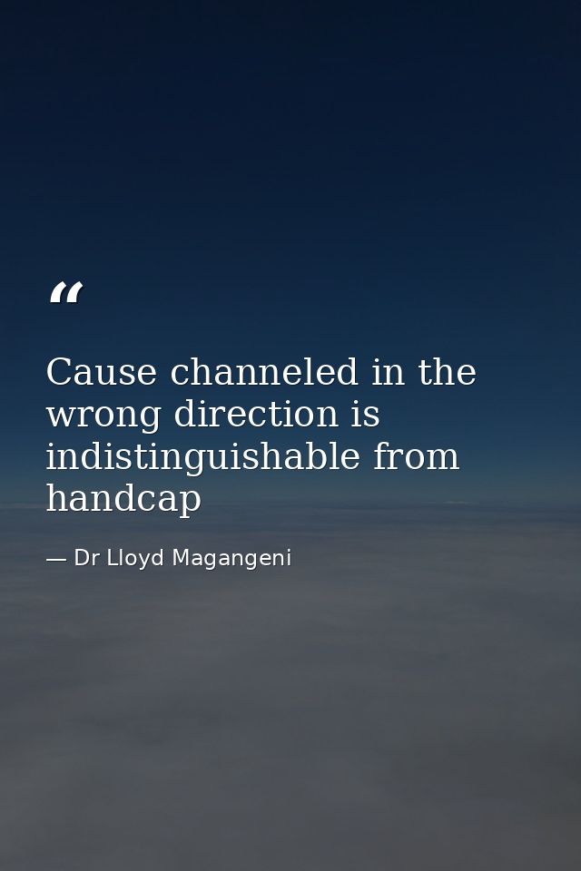 Cause channeled in the wrong direction is indistinguishable from handcap — Dr Lloyd Magangeni