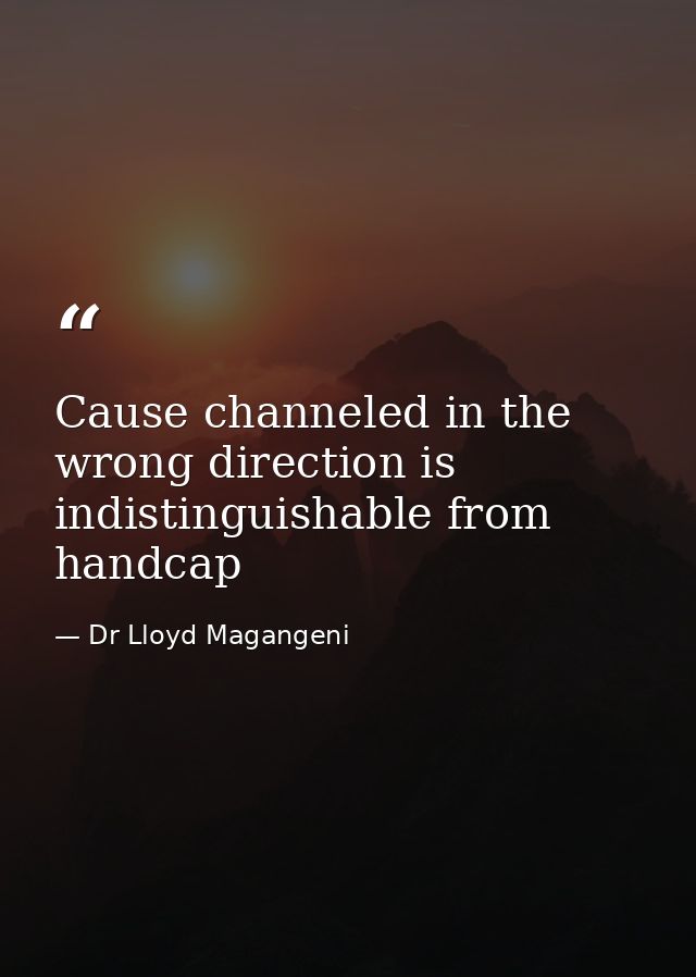 Cause channeled in the wrong direction is indistinguishable from handcap — Dr Lloyd Magangeni