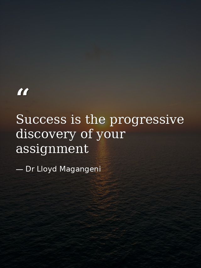 Success is the progressive discovery of your assignment — Dr Lloyd Magangeni