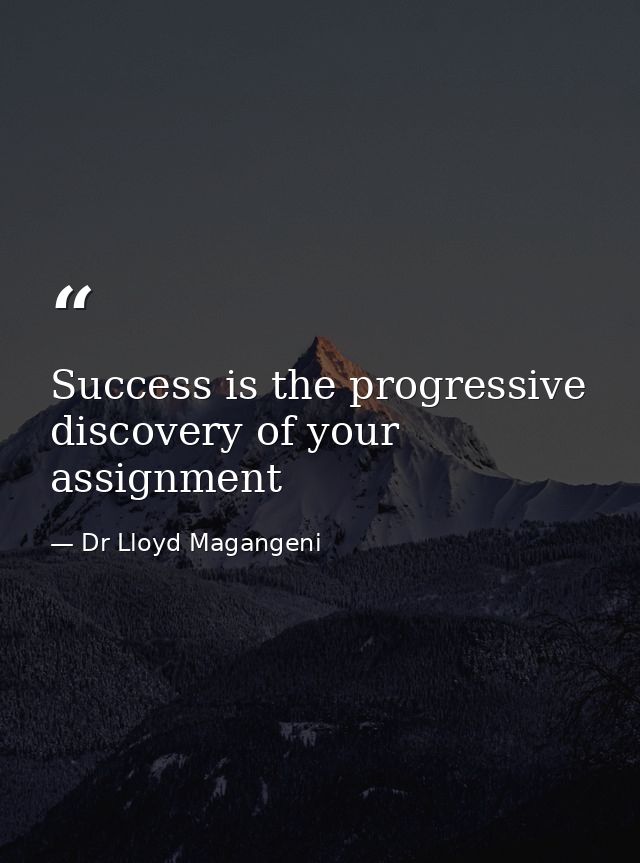 Success is the progressive discovery of your assignment — Dr Lloyd Magangeni