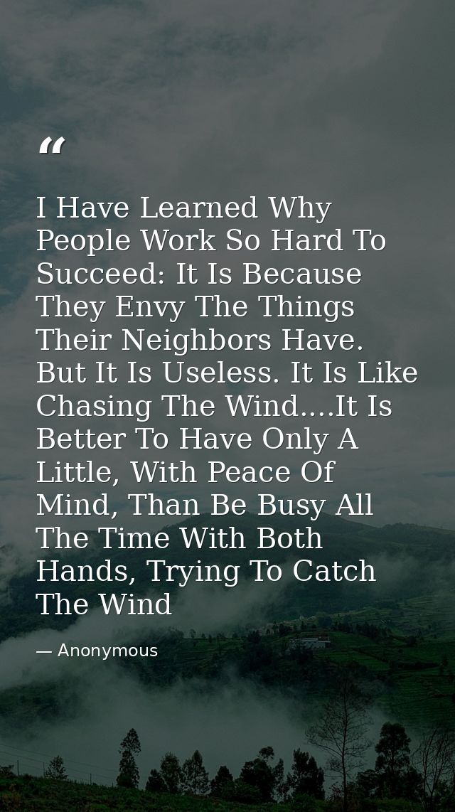 I Have Learned Why People Work So Hard To Succeed: It Is Because They Envy The Things Their Neighbors Have. But It Is Us — Anonymous
