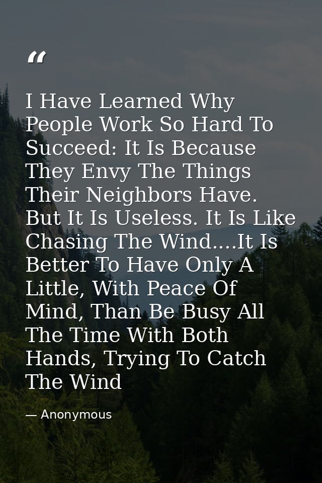 I Have Learned Why People Work So Hard To Succeed: It Is Because They Envy The Things Their Neighbors Have. But It Is Us — Anonymous