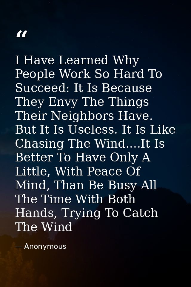 I Have Learned Why People Work So Hard To Succeed: It Is Because They Envy The Things Their Neighbors Have. But It Is Us — Anonymous