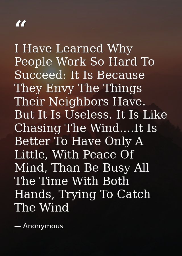 I Have Learned Why People Work So Hard To Succeed: It Is Because They Envy The Things Their Neighbors Have. But It Is Us — Anonymous