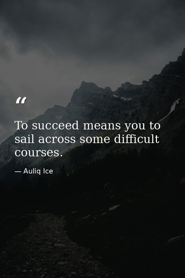 To succeed means you to sail across some difficult courses. — Auliq Ice