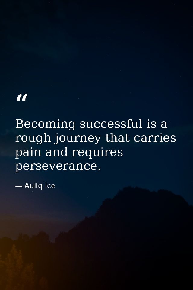 Becoming successful is a rough journey that carries pain and requires perseverance. — Auliq Ice