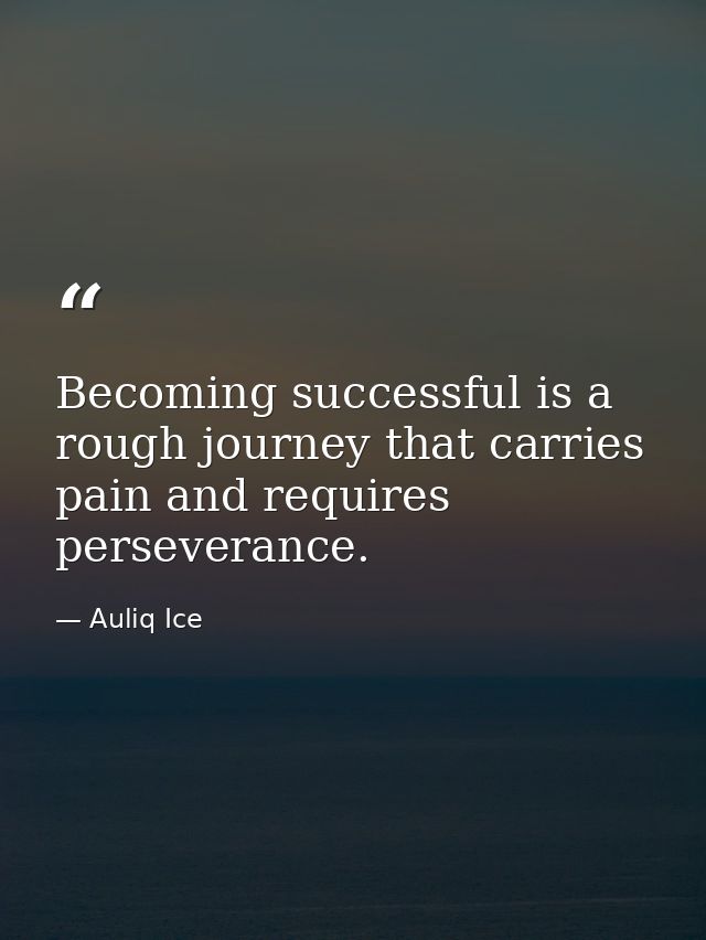 Becoming successful is a rough journey that carries pain and requires perseverance. — Auliq Ice