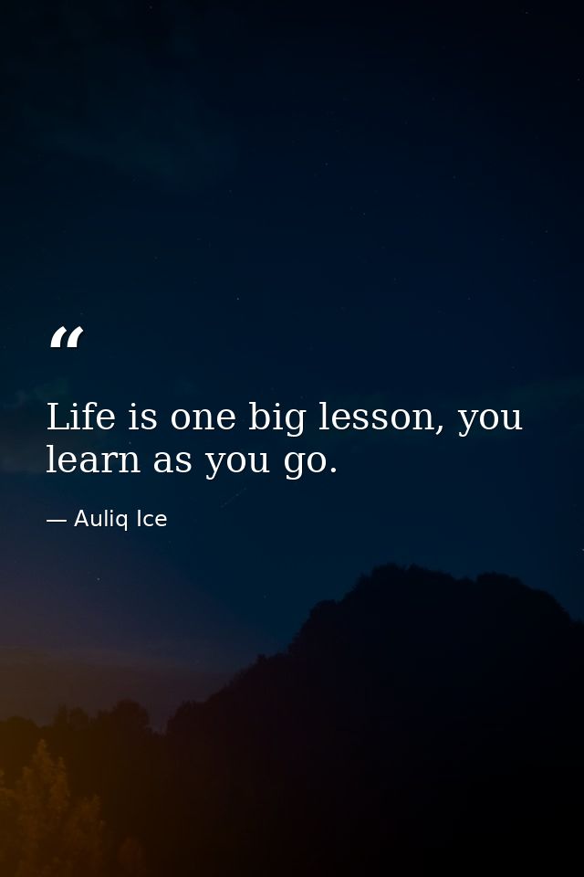 Life is one big lesson, you learn as you go. — Auliq Ice