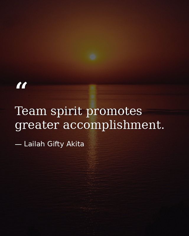 Team spirit promotes greater accomplishment. — Lailah Gifty Akita