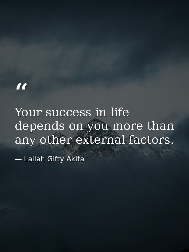 Your success in life depends on you more than any other external factors. — Lailah Gifty Akita