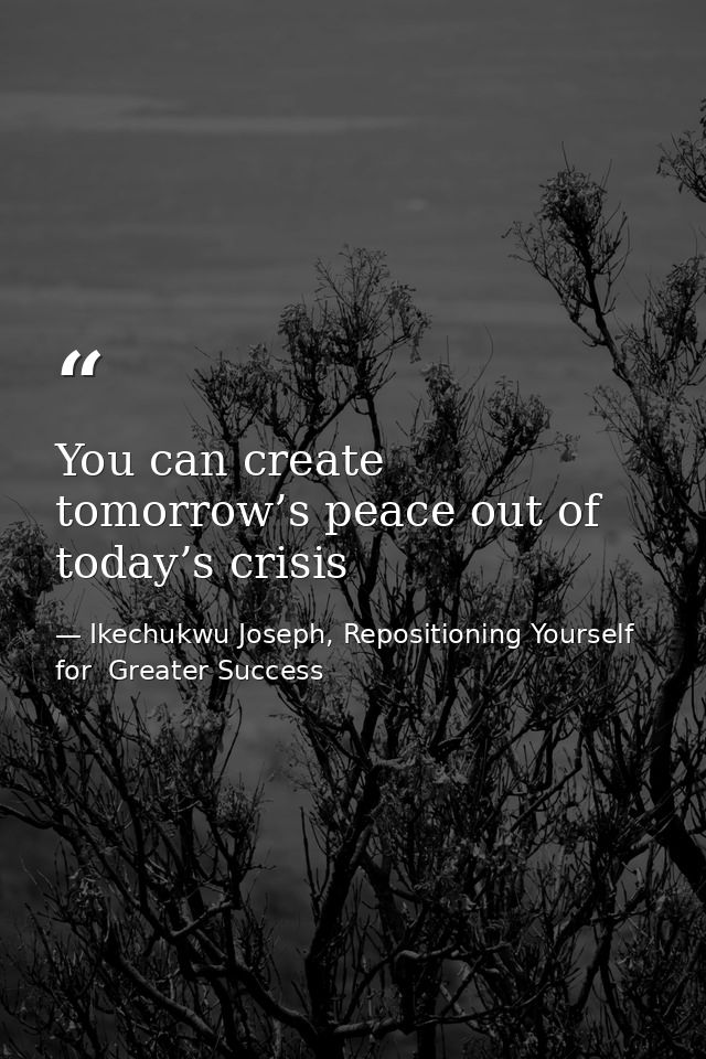 You can create tomorrow’s peace out of today’s crisis — Ikechukwu Joseph, Repositioning Yourself for  Greater Success