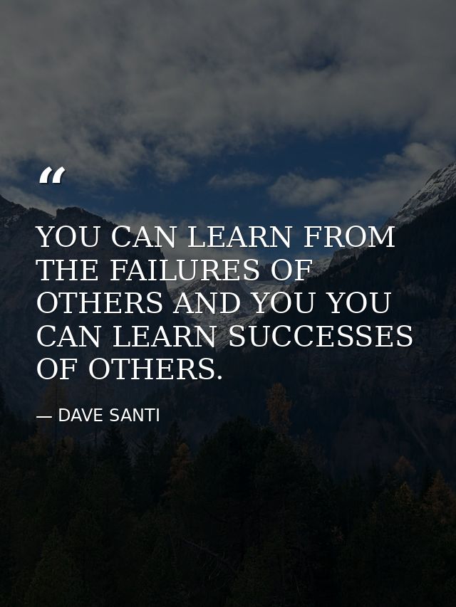 YOU CAN LEARN FROM THE FAILURES OF OTHERS AND YOU YOU CAN LEARN SUCCESSES OF OTHERS. — DAVE SANTI