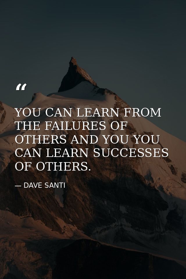 YOU CAN LEARN FROM THE FAILURES OF OTHERS AND YOU YOU CAN LEARN SUCCESSES OF OTHERS. — DAVE SANTI
