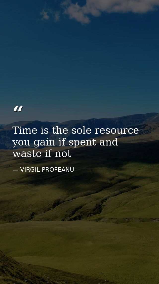 Time is the sole resource you gain if spent and waste if not — VIRGIL PROFEANU