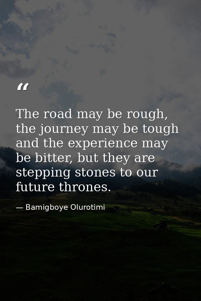 The road may be rough, the journey may be tough and the experience may be bitter, but they are stepping stones to our fu — Bamigboye Olurotimi